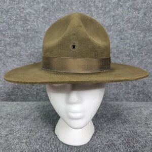 Vintage Stetson US Army Drill Sergeants Hat Marines 4X Beaver‎ 6 3/4 Long Oval